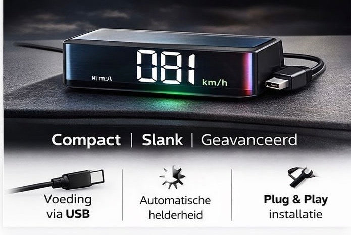 Head-Up Display (HUD) Snelheidsmeter – GPS KM/H Meter & Voorruit Projector – AMG Drive