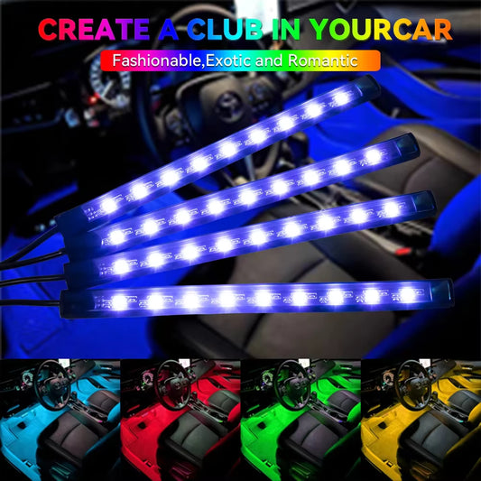 LED Auto Sfeerverlichting Voetomgeving Draadloze Afstandsbediening Decoratie Interieurverlichting App