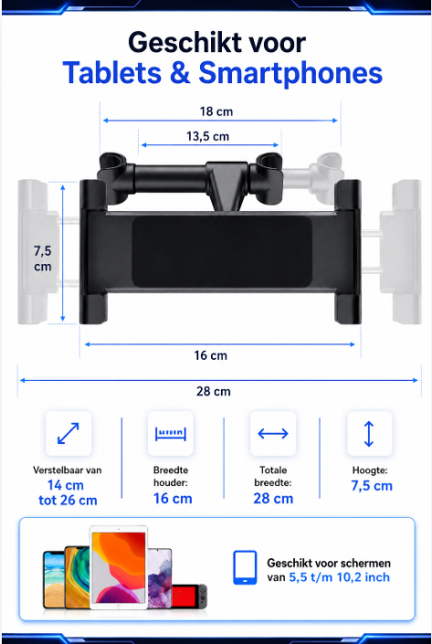 DriveMount™ – Verstelbare Tablet & Telefoonhouder voor de Auto