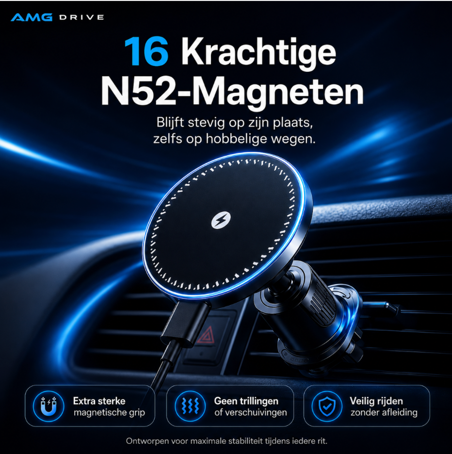 ProCharge™ - 15W Magnetische Auto Telefoonhouder met Draadloos Snelladen